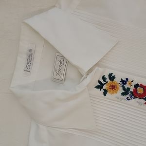FOXCROFT White Floral Button-Down Shirt Size 10